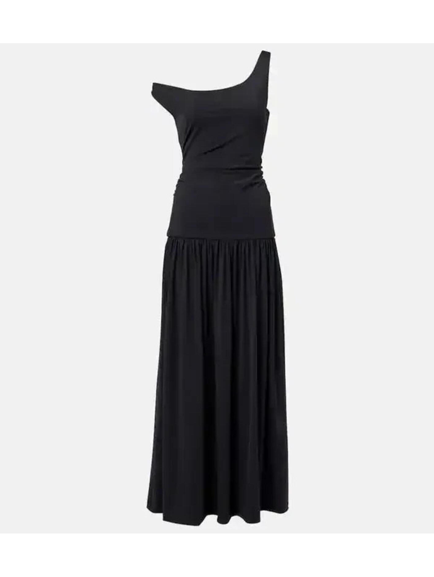 New, Rohe One-Shoulder Pliss Maxi Dress In Black Sz 40 #Ld0263